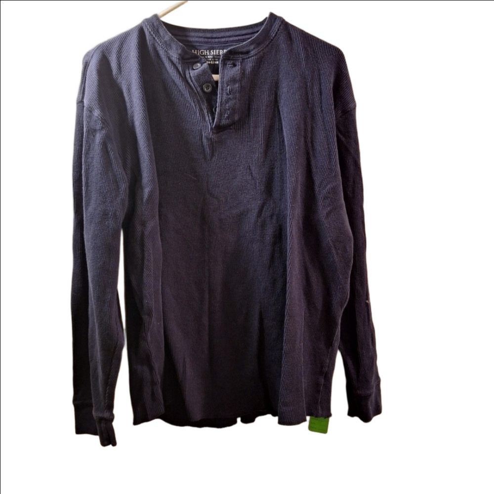 High Sierra Navy Blue Flannel Henley Shirt XL